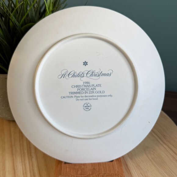 1986 Avon A Child's Christmas Porcelain 22K Gold TrimCollection Plate Snowman - Picture 4 of 9